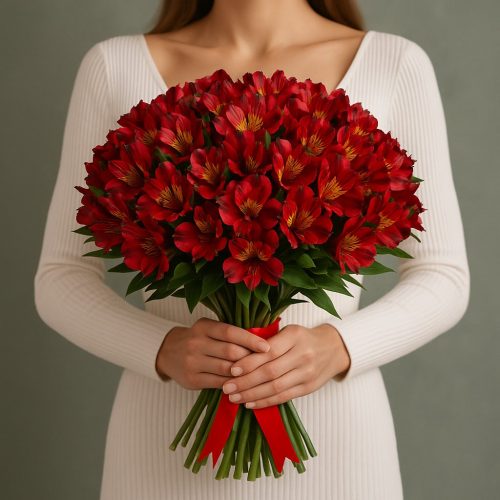 Букет красные альстромерии «Алый поцелуй»